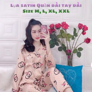 Bộ lụa satin quần dài tay dài mẫu 2