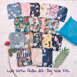 Bộ lụa satin hình quần đùi mẫu 1