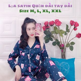 Bộ lụa satin hình quần dài tay dai
