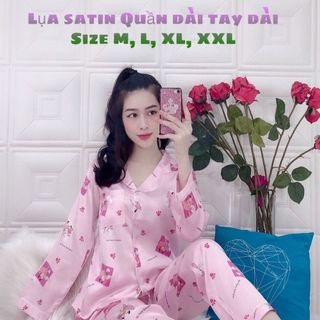 Bộ lụa satin hình quần dài tay dai