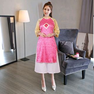 set áo dài cách tân gấm