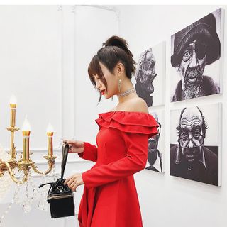 Váy đầm giá sỉ - Đầm váy giá sỉ - Giá bán buôn - Đầm xoè trễ vai tay dài công sở giá buôn giá rẻ mới nhất dạo phố dự tiệc