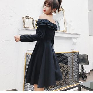 Váy đầm giá sỉ - Đầm váy giá sỉ - Giá bán buôn - Đầm xoè trễ vai tay dài công sở giá buôn giá rẻ mới nhất dạo phố dự tiệc