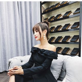 Váy đầm giá sỉ - Đầm váy giá sỉ - Giá bán buôn - Đầm xoè trễ vai tay dài công sở giá buôn giá rẻ mới nhất dạo phố dự tiệc