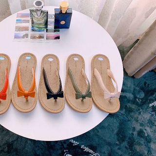 Dép kẹp da đính nơ siêu nhẹ êm chân
