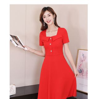 Váy đầm giá sỉ - Đầm váy giá sỉ - Giá bán buôn - Đầm xoè nút công sở giá buôn giá rẻ mới nhất dạo phố dự tiệc