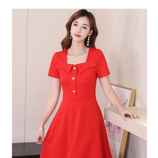 Váy đầm giá sỉ - Đầm váy giá sỉ - Giá bán buôn - Đầm xoè nút công sở giá buôn giá rẻ mới nhất dạo phố dự tiệc