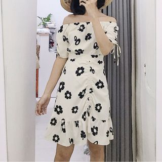 Váy bệt vai hoa rút tà Quảng Châu