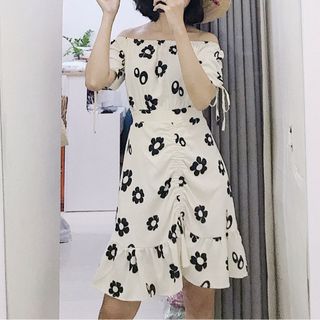 Váy bệt vai hoa rút tà Quảng Châu
