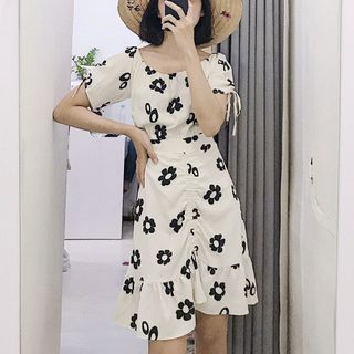 Váy bệt vai hoa rút tà Quảng Châu