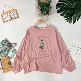 Áo thun tay dài hình cute có bo in hình