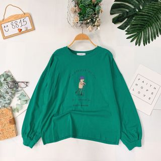 Áo thun tay dài hình cute có bo in hình