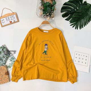 Áo thun tay dài hình cute có bo in hình