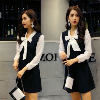 Váy đầm giá sỉ - Đầm váy giá sỉ - Giá bán buôn - Đầm suông thắt nơ công sở giá buôn giá rẻ mới nhất dạo phố dự tiệc