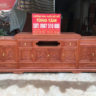 Kệ tivi mõ lồi 2m4 gỗ hương đá