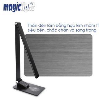 Đèn bàn chống cận Led Magiclight thân thép có sạc không dây cho điện thoại