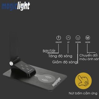 Đèn bàn chống cận Led Magiclight thân thép có sạc không dây cho điện thoại
