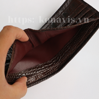 Ví Da Cá Sấu Hai Mặt Đan Viền Vân Đuôi CW04D-02D Giá Tốt Tại Xưởng Chuyên Da Cá Sấu Konavis