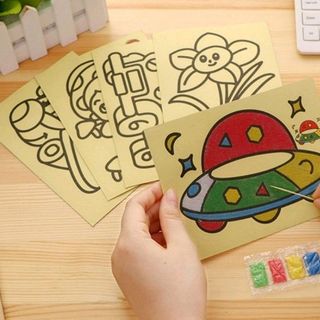 Combo 100 tấm tranh cát kich thước 16cm x22cm kèm 12 màu cát 6kg dư tô