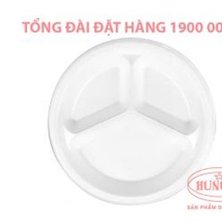 Khay xốp 3 ngăn đựng thực phẩm - trắng