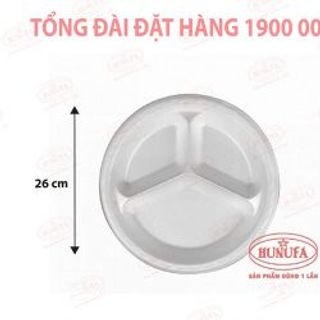 Khay xốp 3 ngăn đựng thực phẩm - trắng