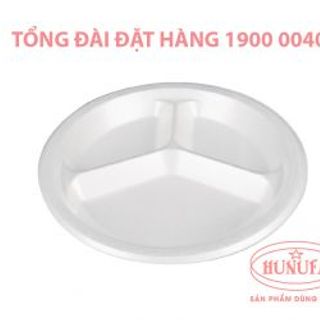Khay xốp 3 ngăn đựng thực phẩm - trắng