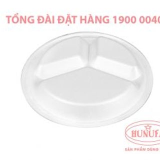 Khay xốp 3 ngăn đựng thực phẩm - trắng