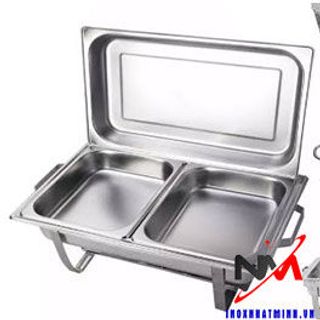 Nồi Hâm Nóng Buffet Chữ Nhật Giá Rẻ 2 Ngăn Nắp Rời