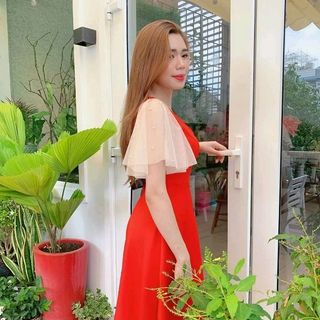 Đầm xòe tay lưới