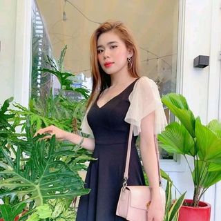 Đầm xòe tay lưới