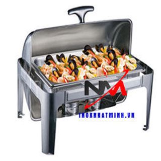 Nồi Hâm Nóng Buffet Chữ Nhật 1 Ngăn Nắp Mở Vòng Cung