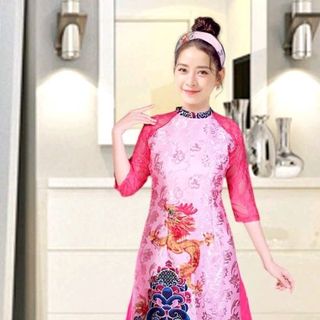 set áo dài cách tân gấm cao cấp