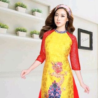 set áo dài cách tân gấm cao cấp