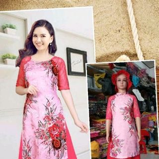 set áo dài mẹ và bé gấm