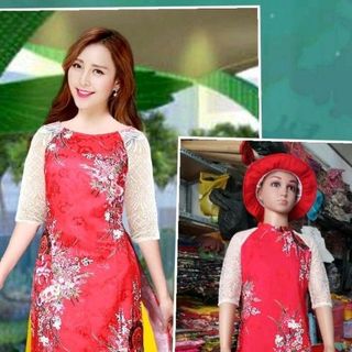set áo dài mẹ và bé gấm