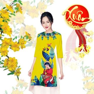 set áo dài cách tân gấm cao cấp
