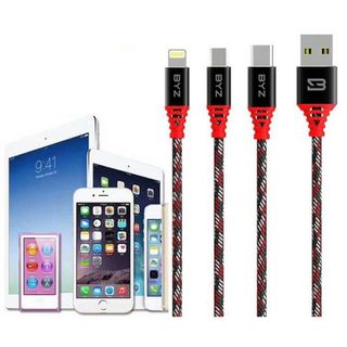 Cáp sạc 3 đầu TYPE C-MICRO-IPHONE dây dù BYZ BL 675 giá sỉ giá bán buôn