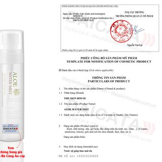Nước xịt khoáng lô hội giúp làm dịu và mát da The Skin House
