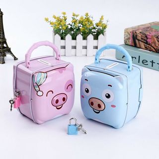 Két Sắt Ống Heo Tiết Kiệm Có Khóa Mini Cho Bé - Hộp Khóa Sắt