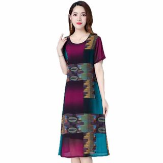 Đầm Oversize In Hình 3D Nhiều Họa Tiết Silk Lụa