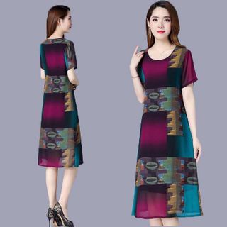 Đầm Oversize In Hình 3D Nhiều Họa Tiết Silk Lụa