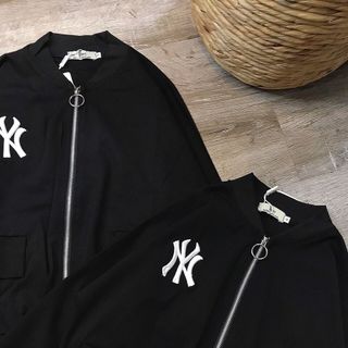 Áo khoác đen bomber khoá kéo NY cá tính