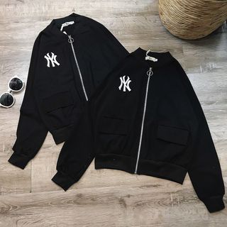 Áo khoác đen bomber khoá kéo NY cá tính