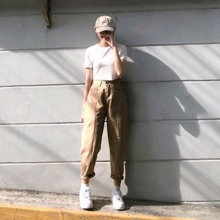 Quần Baggy kaki xếp li ống rộng