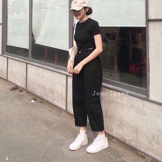Quần Baggy kaki xếp li ống rộng