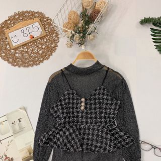 Set áo bố sọc kèm áo len