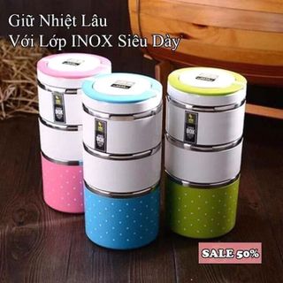 Cặp lồng cơm 3 tầng chấm bi