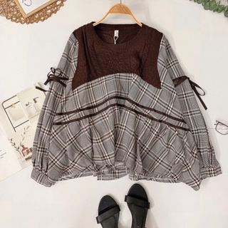 Áo len babydoll phối sọc
