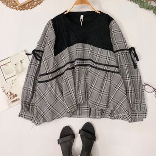 Áo len babydoll phối sọc