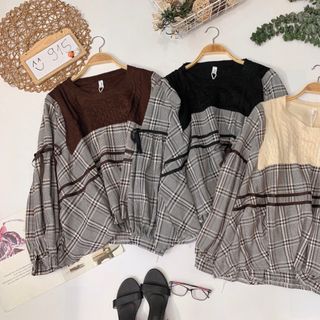 Áo len babydoll phối sọc